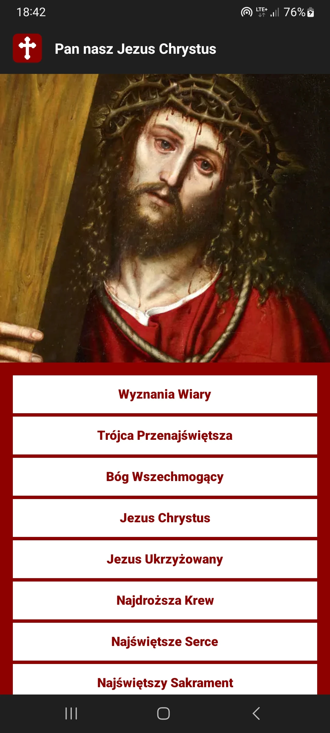 Zrzut ekranu 2/8 aplikacji Jezus Maryja Józef