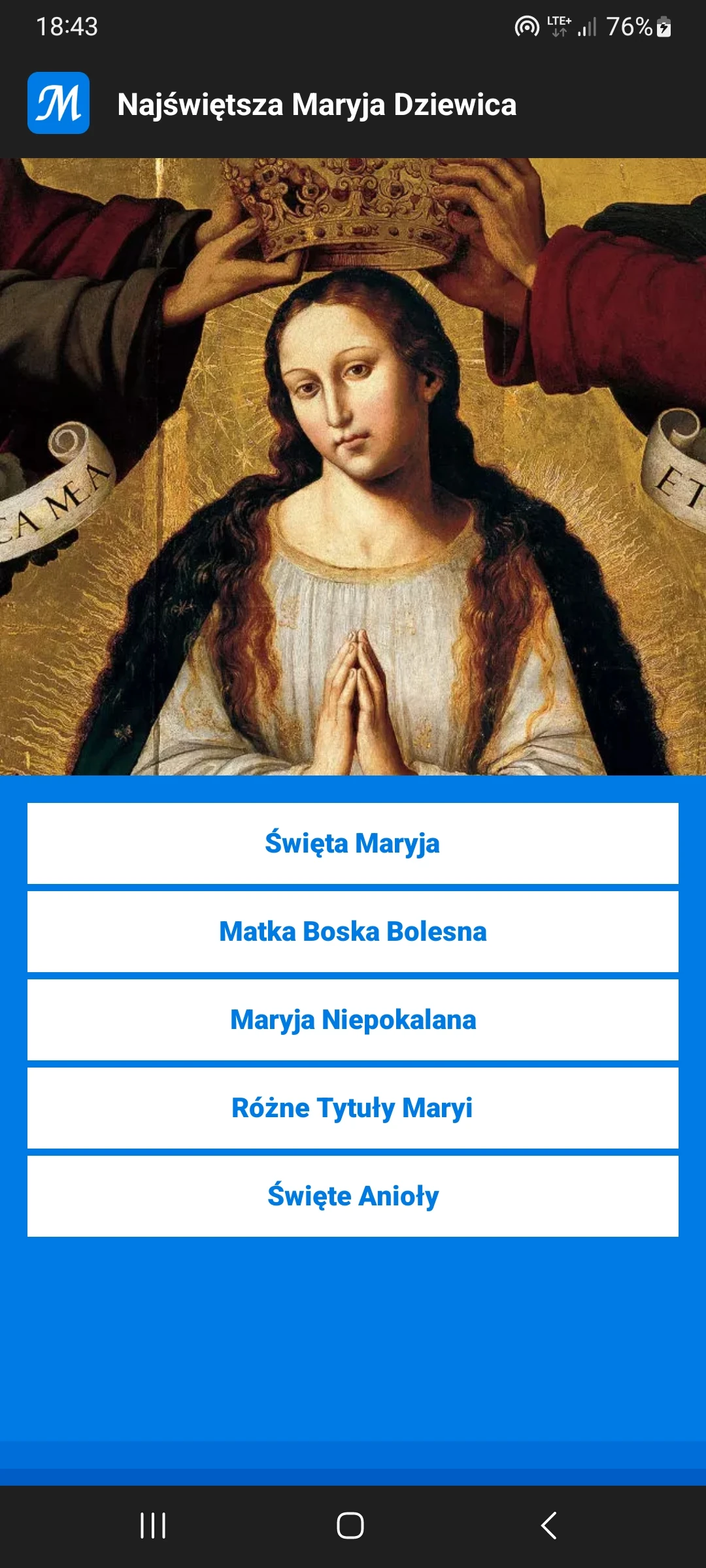 Zrzut ekranu 4/8 aplikacji Jezus Maryja Józef